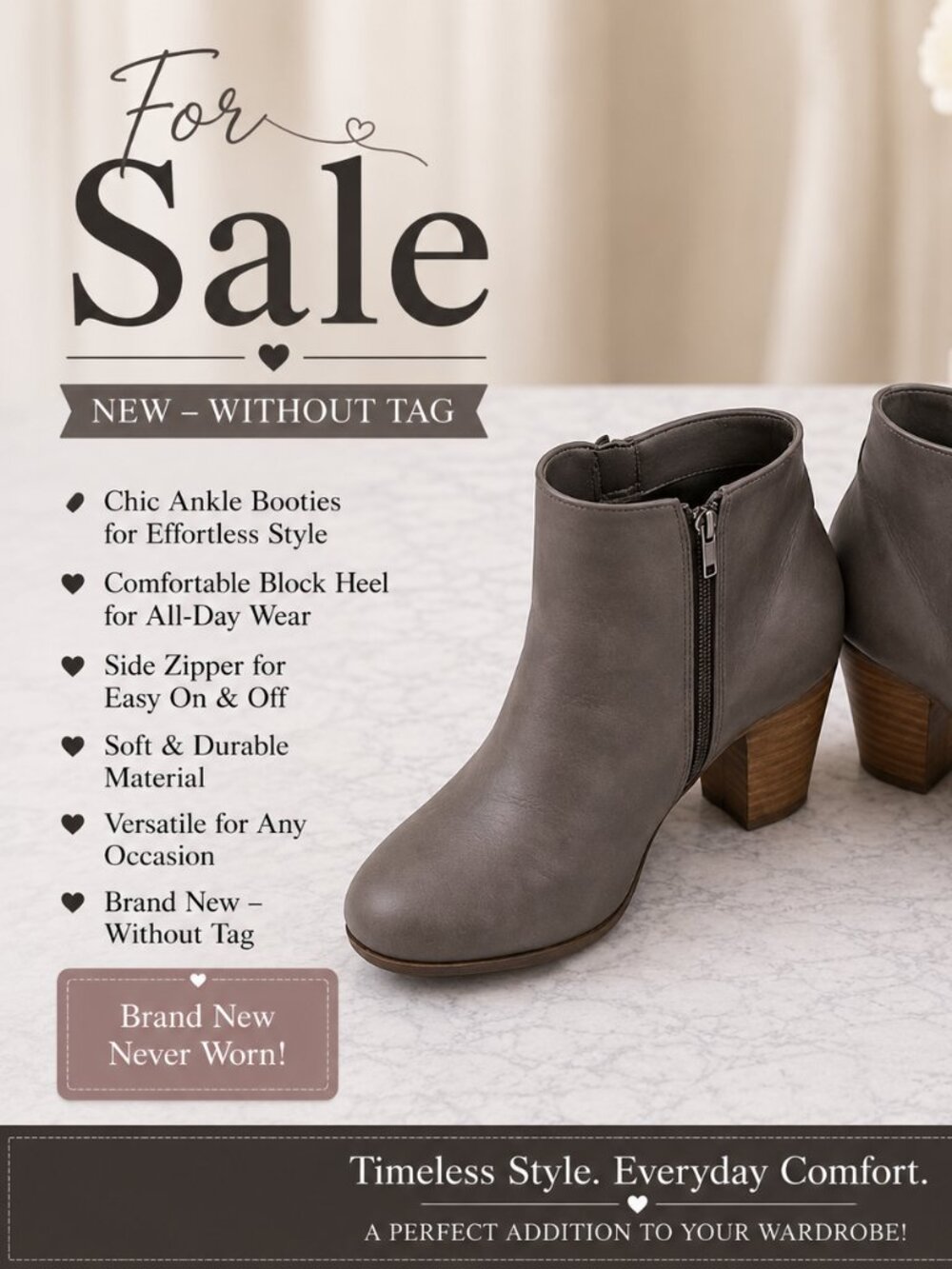 APTO Gray Ankle Booties – NWOT – Size 8.5